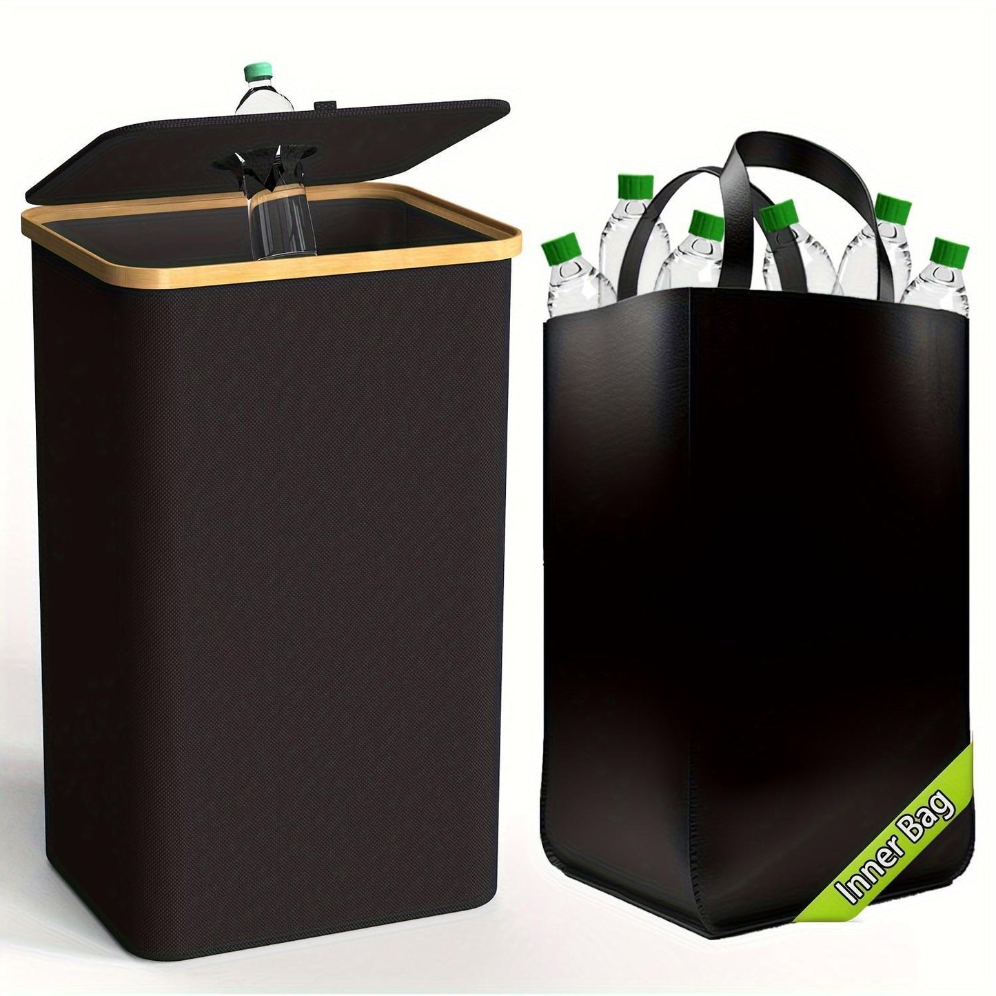 Kitchen  Recyclable Trash Can 26 Gallons Removable Reusable Inner Bag With Lid Bottle Plastic Waste Kitchen Trash Can